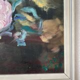 Oil canvas on wood flowers
