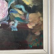 Toile huile sur bois fleurs