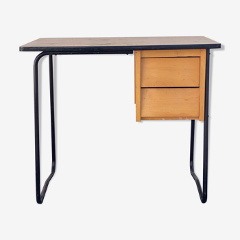 Bureau vintage bois et métal tubulaire