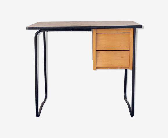 Vintage wood and tubular metal desk