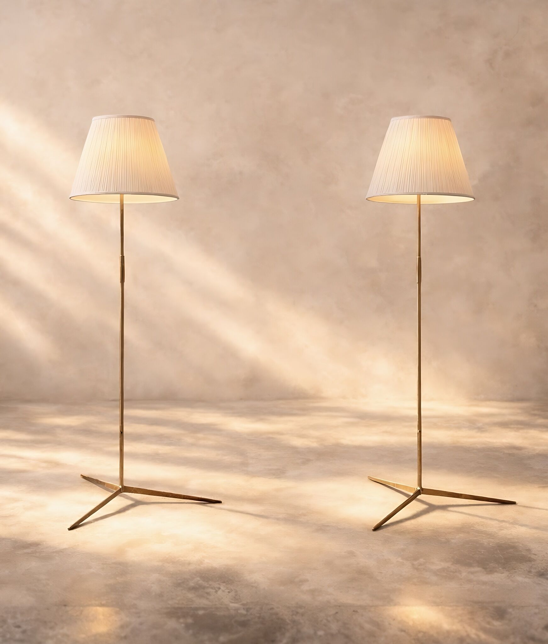 Brass floor lamp attributed to Svend Aage Holm Sorensen.