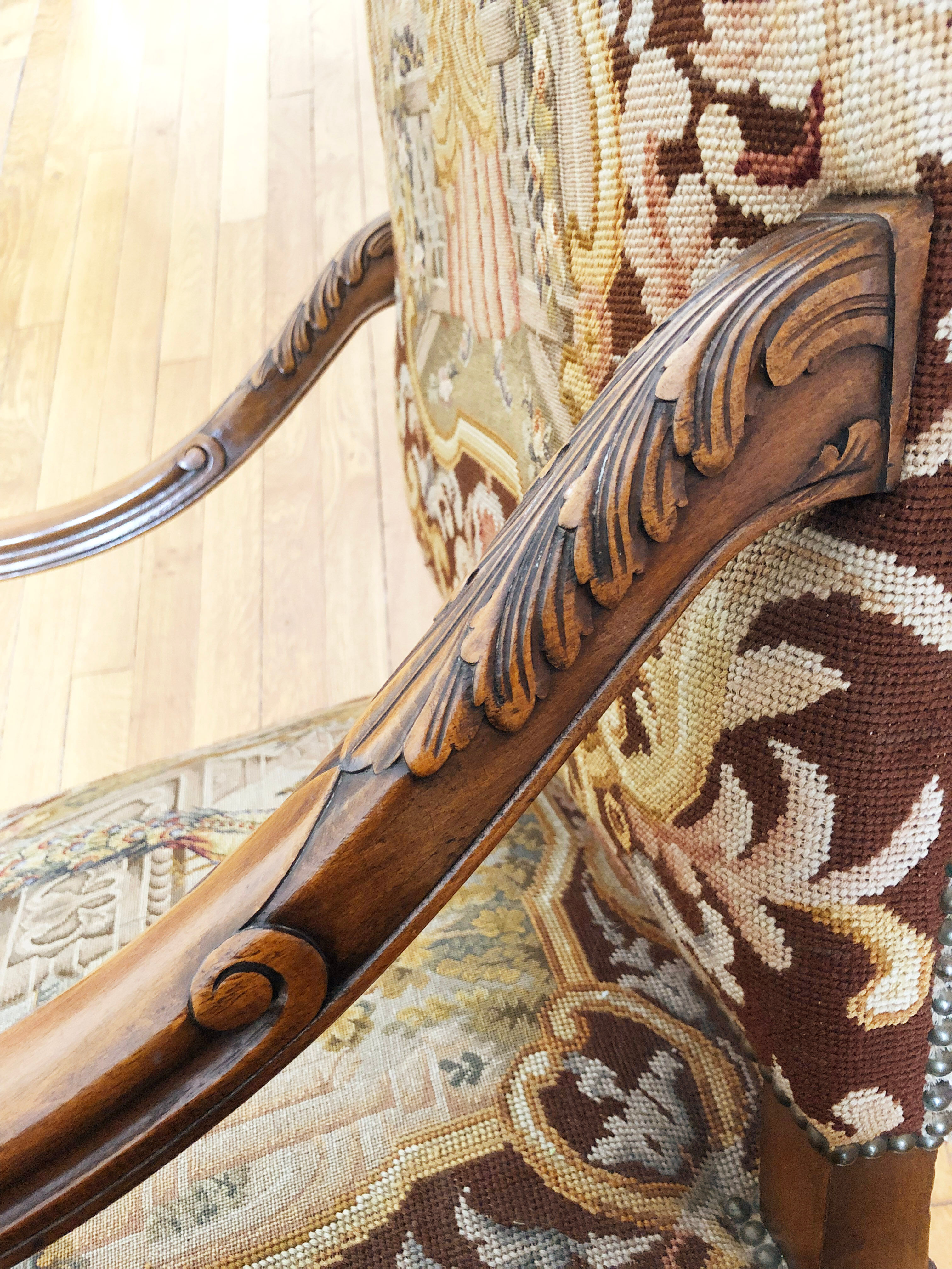 Armchair with high back called Dutch style neo-Louis XIII