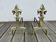Imposing old "fleur-de-lys" andirons in solid bronze, late 19th century