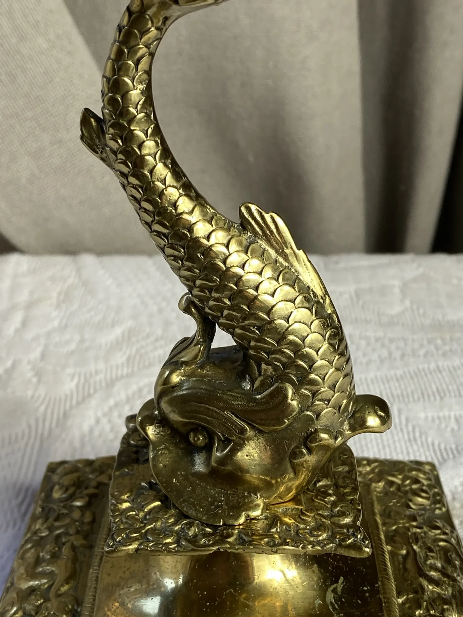 Bronze fish candlestick
