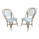 Paire chaises bistrot Parisien Maison Louis Drucker rotin clair de Manille