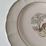 Large vintage Italian earthenware platter with cottage decoration – 1950s-1970s