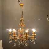 Lustre italien en verre de Murano doré doré en or florentin