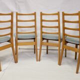 Set of 4 year old Scandinavian chairs restored fabric Edition Lelievre .