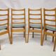 Set of 4 year old Scandinavian chairs restored fabric Edition Lelievre .
