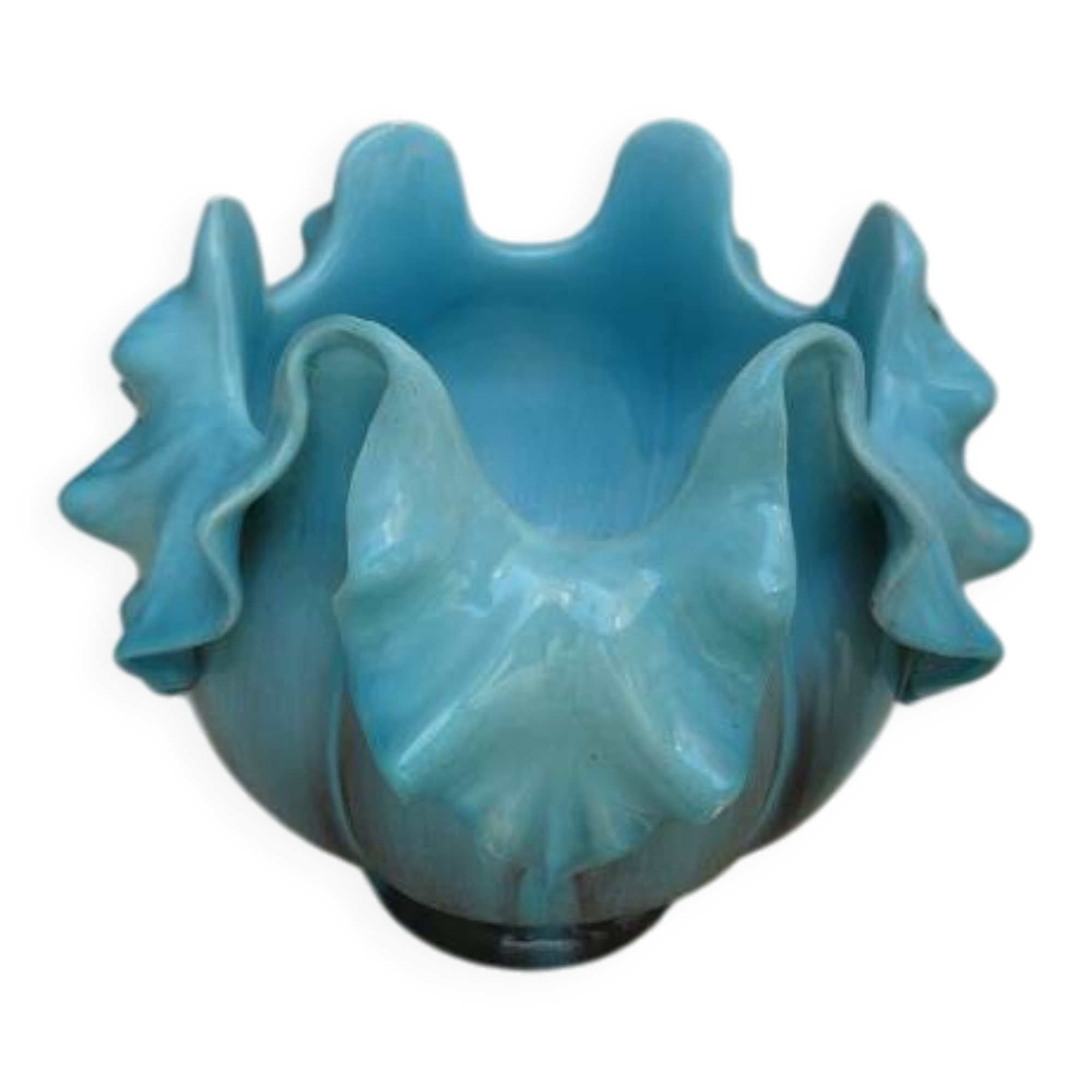 Ceramic cachepot vase by delfin massier circa 1890