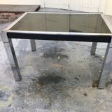 Chrome dining table and glass system