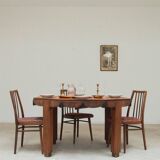 Solid wood octagonal dining table, Art Deco, France.