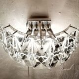 Kinkeldey glass wall light  with seven rectangular crystals and four light points. Silver chrome structure.