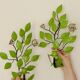 Pair of vintage green metal wall sconces – leaf-shaped