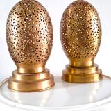 Pair of openwork metal egg lamps design 60s 70s