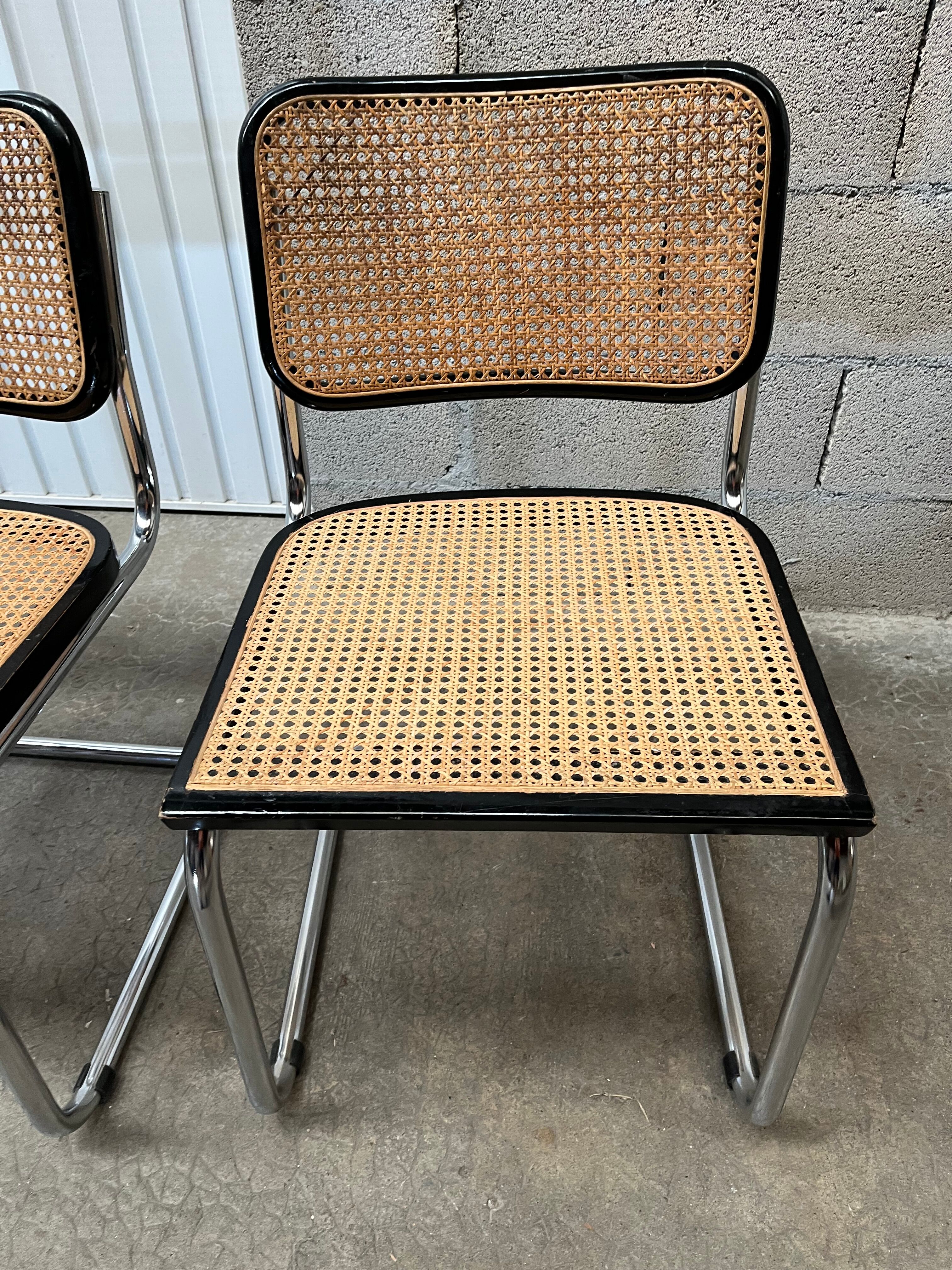 Serie of 4 Cesca B32 chairs by Marcel Breuer
