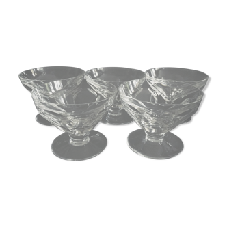 Set of 5 glasses of champagne in crystal Baccarat model Talleyrand