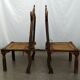 Paire de fauteuils à oreille du Rajasthan de 1920, en laiton, corde et  bois exotique massif
