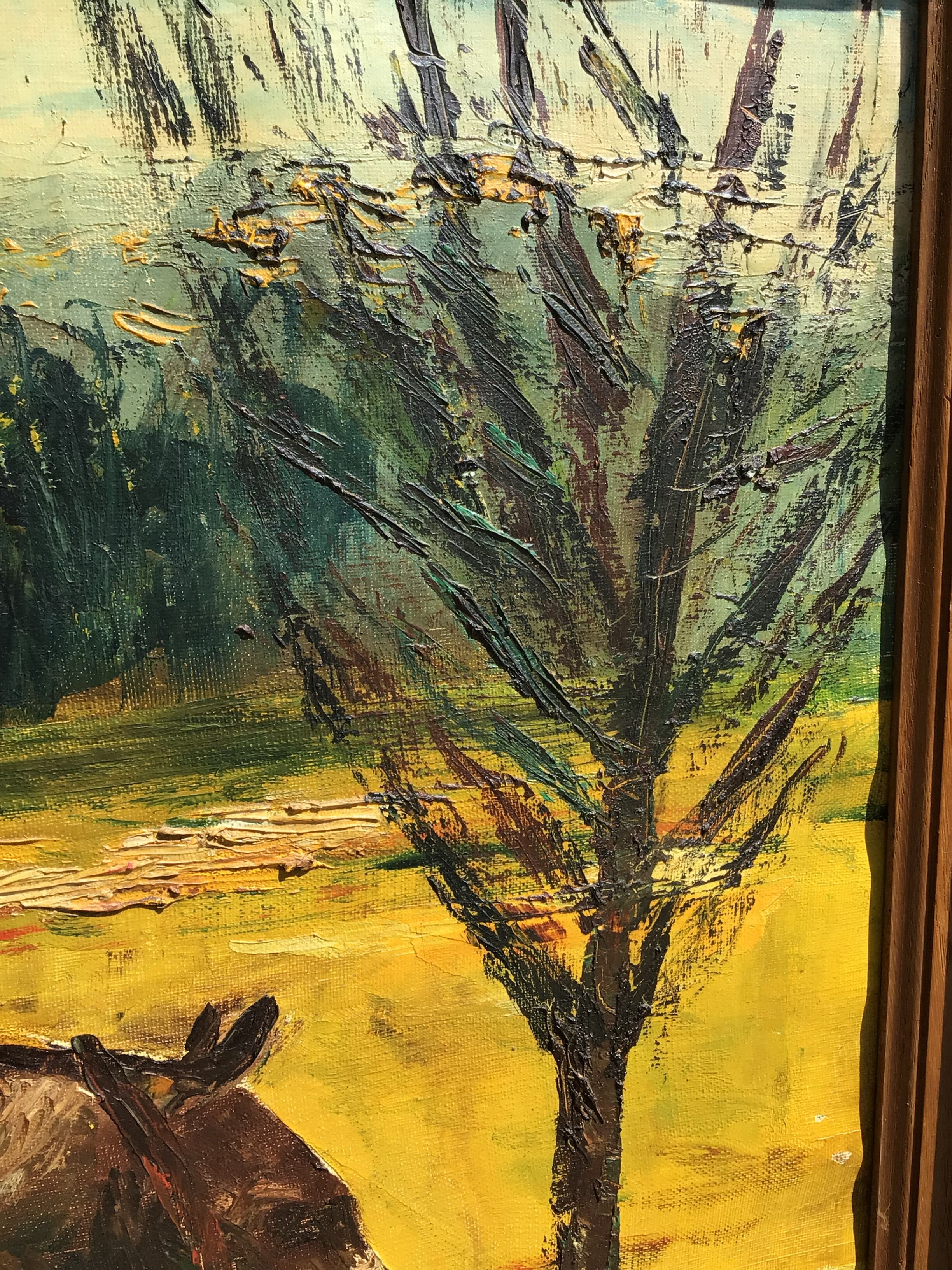 Oil on canvas Horses signed J.Kirsch 1961 (88x72)