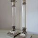 Pair of lucite and silver-plated candlesticks