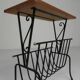 Vintage side table, magazine rack with Hemiksem tile, 1950s