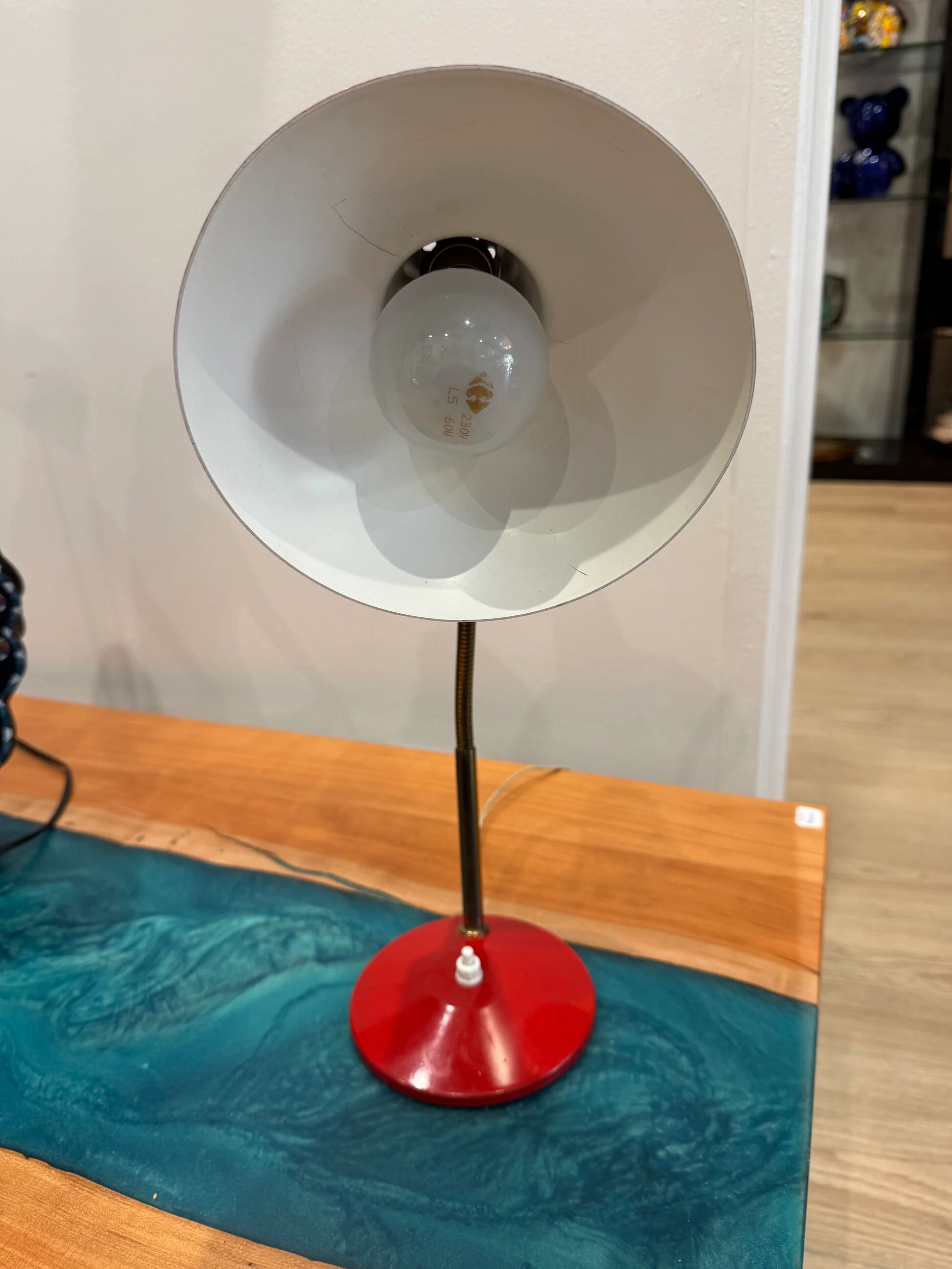Vintage Aluminor red desk lamp – 1970s design