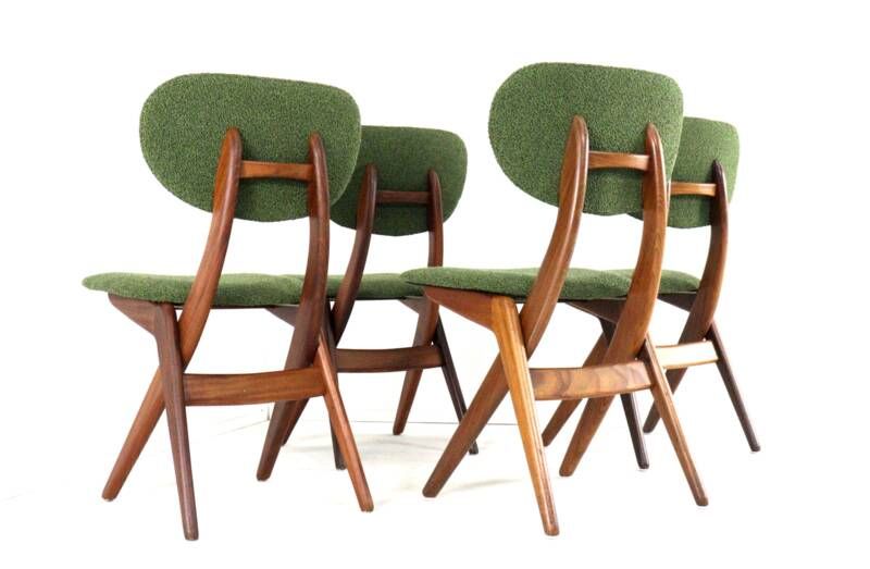 Set of 4 AwA Scissor Chairs - teak mid century modern - new upholstery