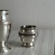 Silver metal duo, small vase and decorative pot