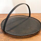 Black metal basket by Mathieu Mategot