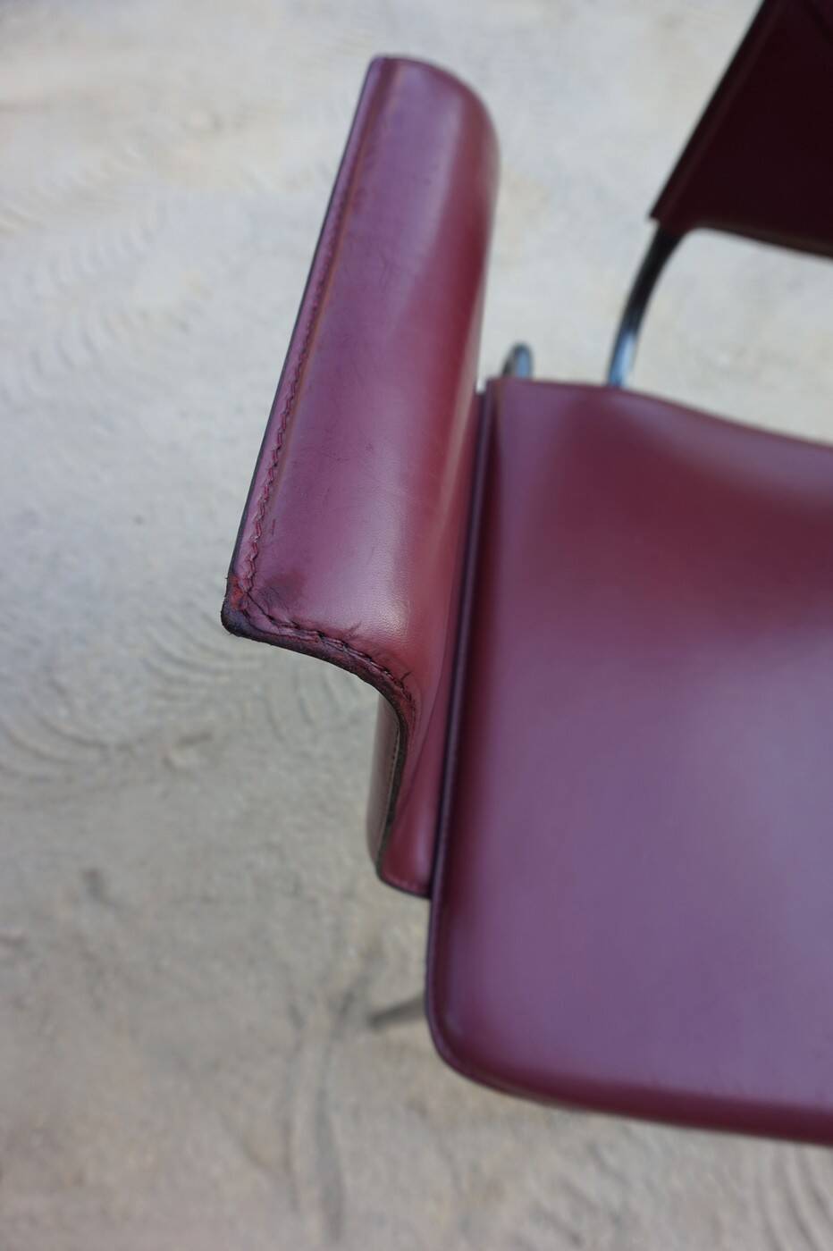 Ross Littell for Matteo Grassi Armchairs Bordeaux Leather & Steel, set of 2