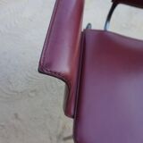 Ross Littell for Matteo Grassi Armchairs Bordeaux Leather & Steel, set of 2