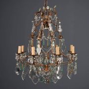Antique chandelier in gilded iron and glass, Italy, 20th century