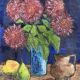 Oil on canvas flowers fruits signed dated 1967