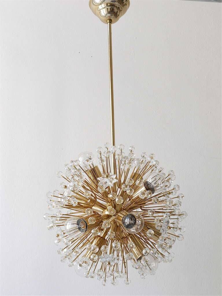 Emil Stejnar Lustre Sputnik Dandelion Gold Mid-Century, 1970s