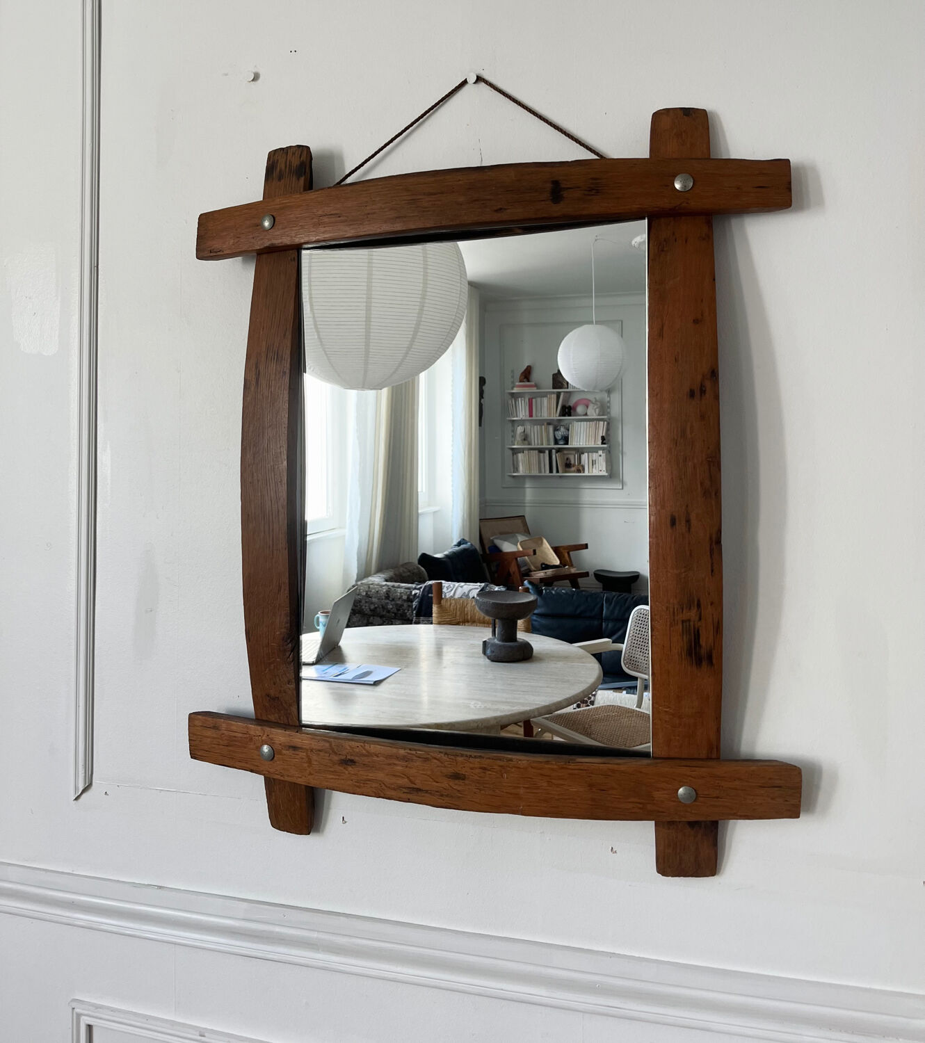 Brutalist wooden mirror 73cm x 86cm