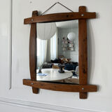 Brutalist wooden mirror 73cm x 86cm