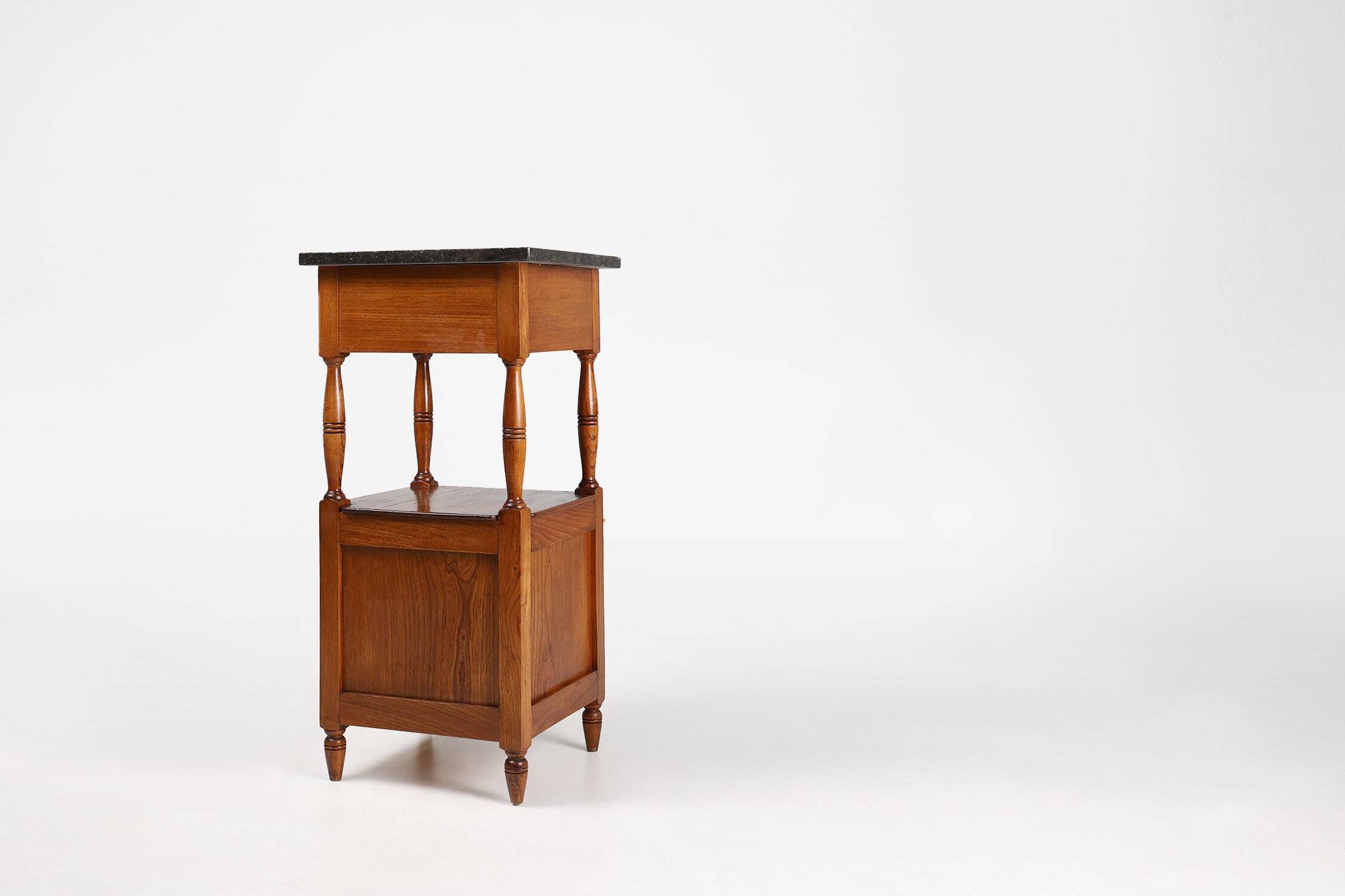 Table de nuit Art Déco française avec plateau en pierre bleue, années 1920