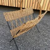 metal and rattan magazine rack