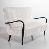 Guglielmo Ulrich Two Seat Sofa in Grey Silver Fabric. Italy, 1950s