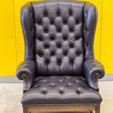 Vintage Tufted Leather Chesterfield Style Wing Back Chair (Price is For One Chair)