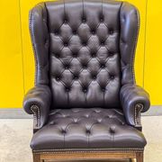 Vintage Tufted Leather Chesterfield Style Wing Back Chair (Price is For One Chair)