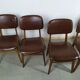 Suite de 6 chaise bois skaï marron brus vintage année 50 - 60
