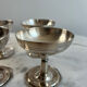Set of 4 silver-plated ice cream bowls, hallmark, octagonal base, A