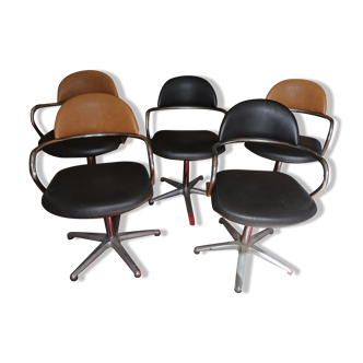 Ensemble de 5 sièges de coiffeur des années 70