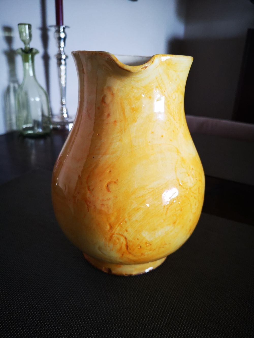 Enamelled terracotta pitcher - Signed Roux Dieulefit