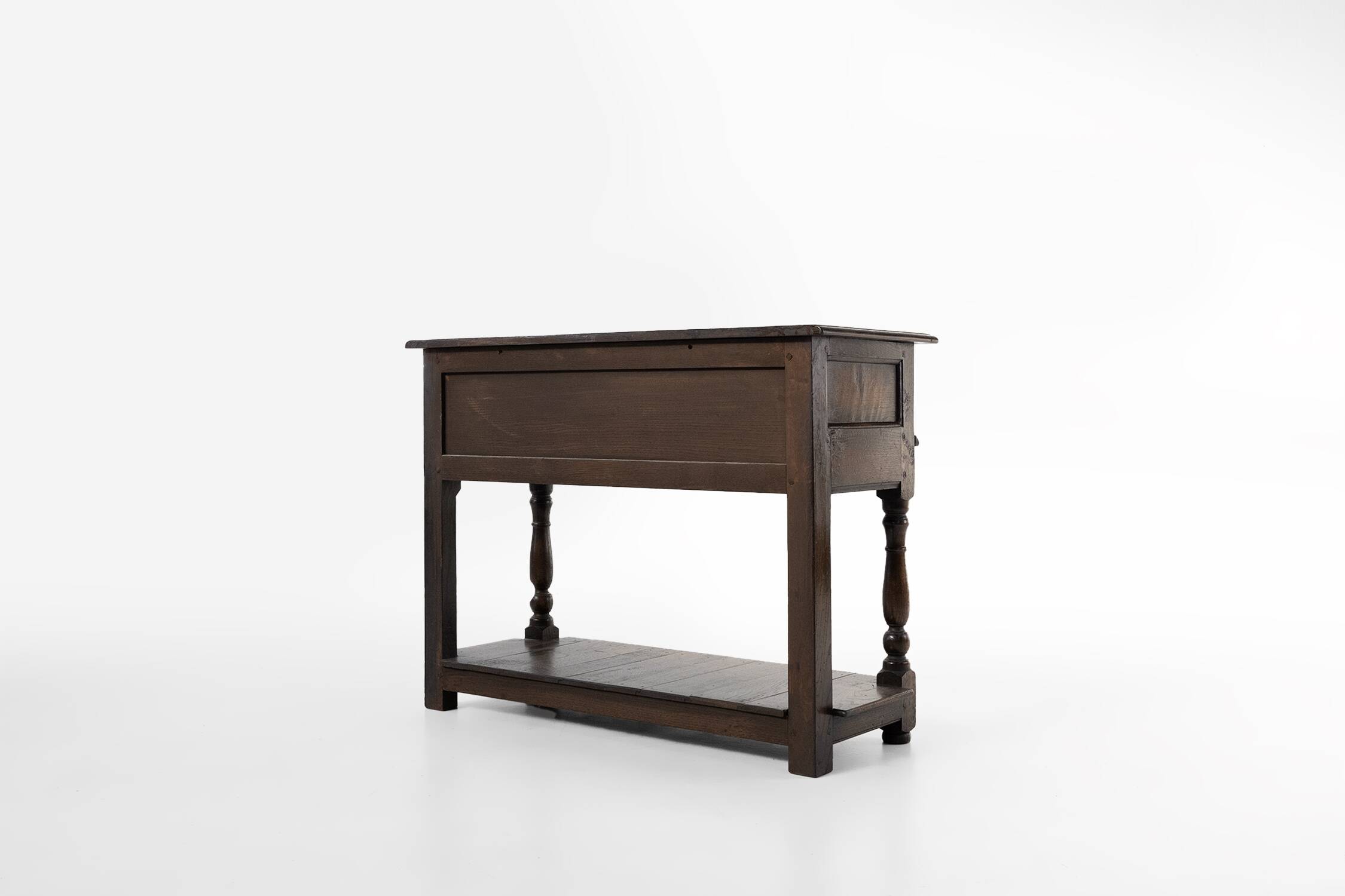 French 20th century oak side table with 2 drawers, ca. 1960