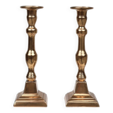 Paire de deux bougeoirs anciens français en bronze, vers 1890