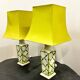 Pair of Faux Bamboo French Ceramic Table Lamps, French 1970s