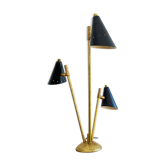 Lampe italienne trois têtes en laiton de design 50