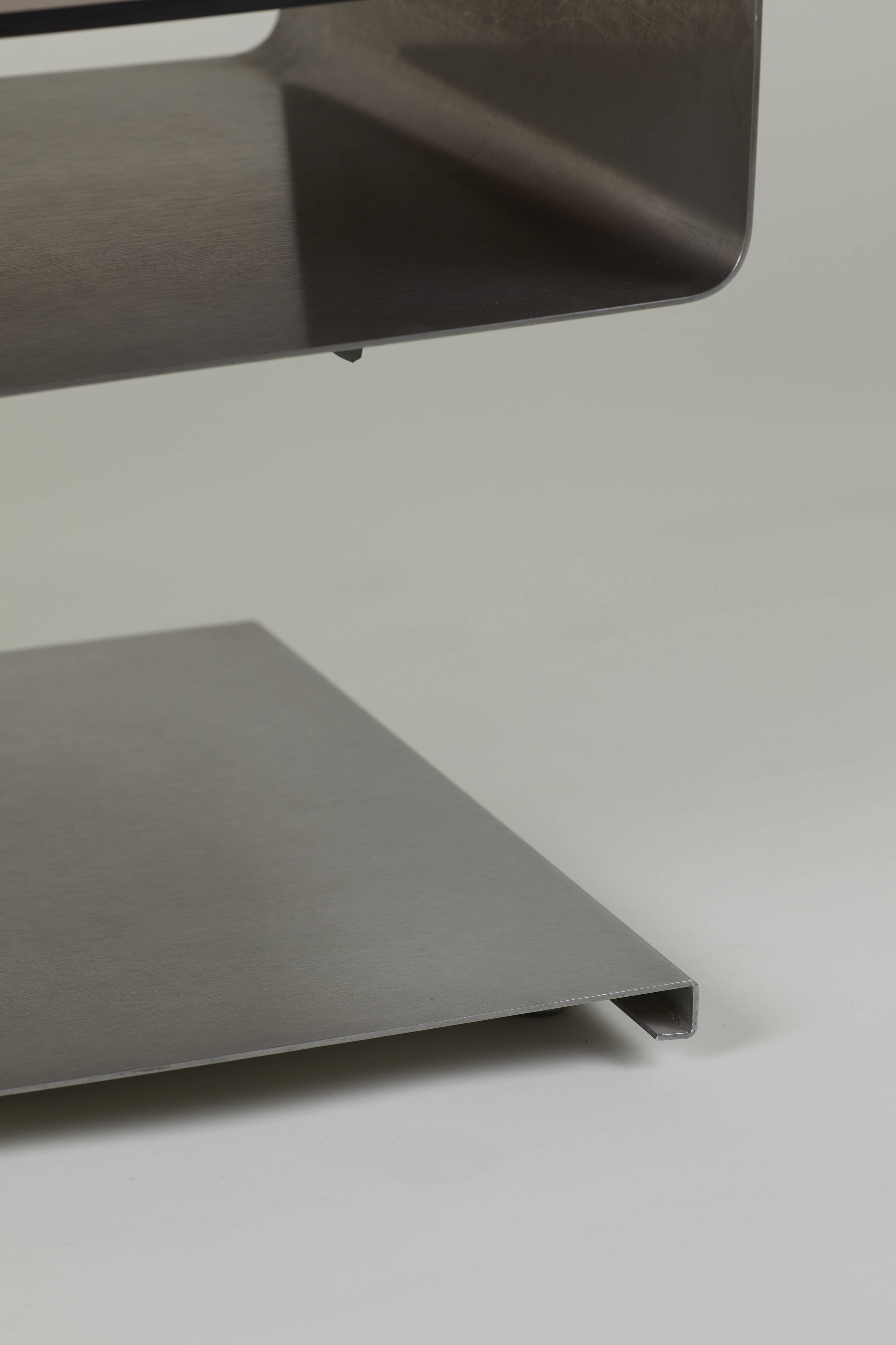 Stainless steel TV cabinet designed by François Monnet for Kappa / Uginox vintage Space Age circa 1970